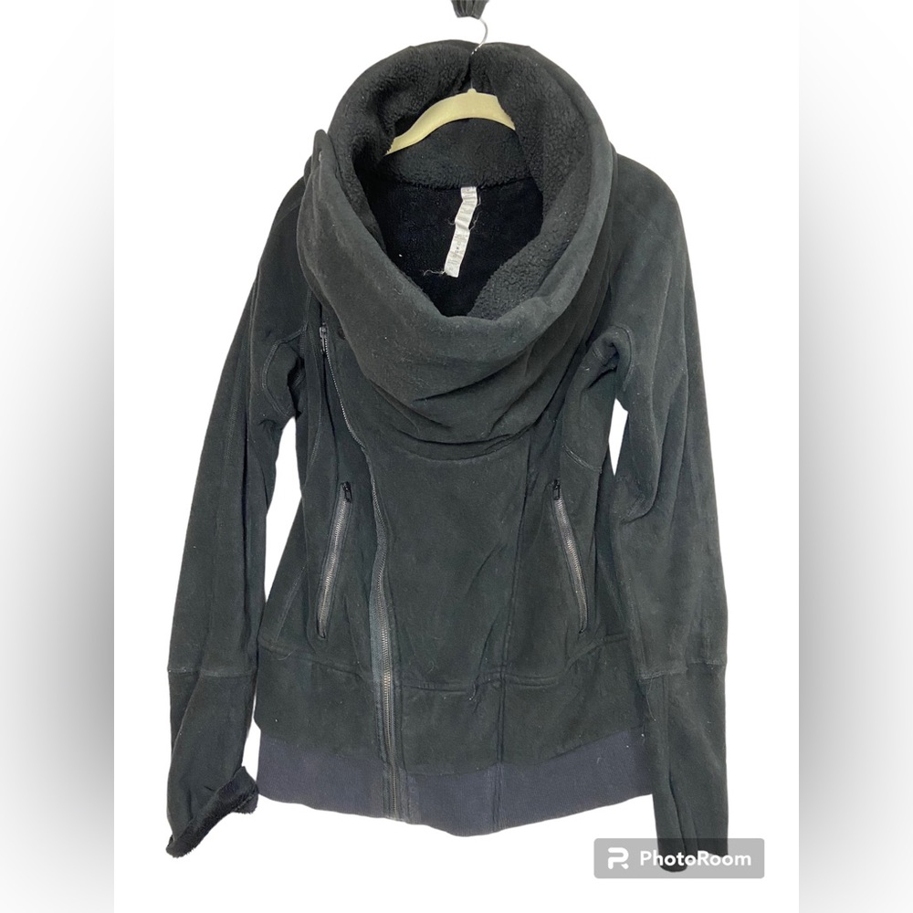 Lululemon Off The Mat Jacket Sherpa Lined Moto Coat Cardigan Sweatshirt Sz 8